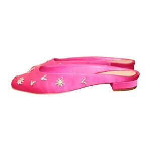 Cinq À Sept Callie Pink Satin Embellished Mule Flats, Size 39/8 New